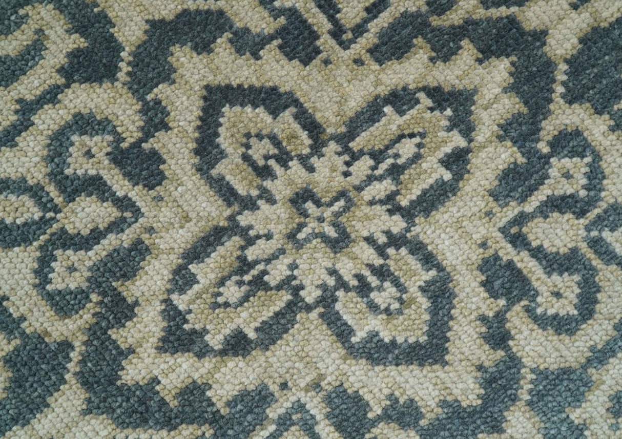 Idris Custom Made Turkish Design Gray And Ivory Hand Knotted Wool Rug