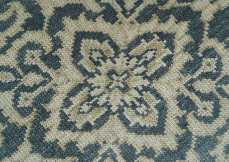 Idris Custom Made Turkish Design Gray And Ivory Hand Knotted Wool Rug