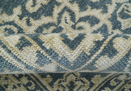 Idris Custom Made Turkish Design Gray And Ivory Hand Knotted Wool Rug