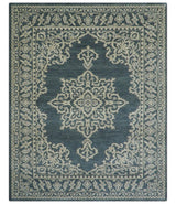 Idris Custom Made Turkish Design Gray And Ivory Hand Knotted Wool Rug