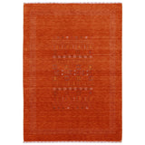 In Stock Orange Contemporary Center Pattern Hand Loomed Wool Rug