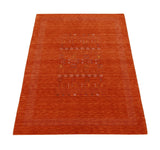 In Stock Orange Contemporary Center Pattern Hand Loomed Wool Rug