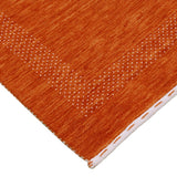 In Stock Orange Contemporary Center Pattern Hand Loomed Wool Rug