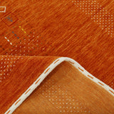 In Stock Orange Contemporary Center Pattern Hand Loomed Wool Rug