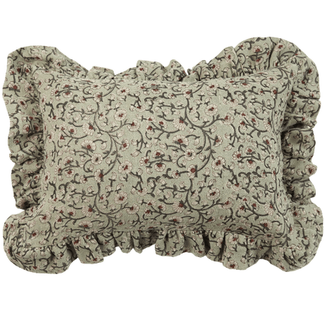 Inaya Linen Floral Throw Pillow Cover, Beachwood Ruffled-Floral Pillows-Parc Decor