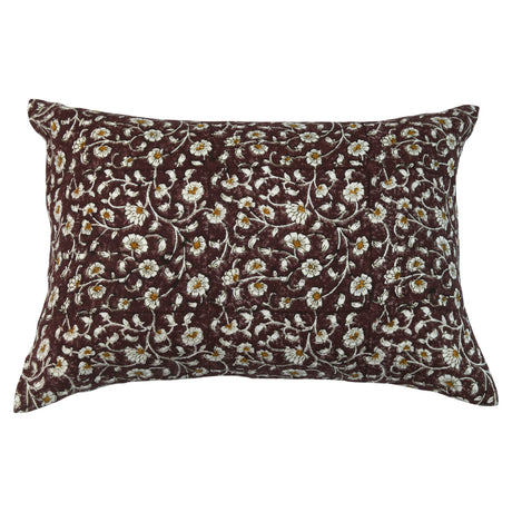 Inaya Linen Floral Throw Pillow Cover, Ruby on White-Floral Pillows-Parc Decor