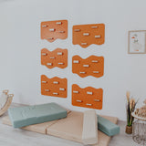 Indoor Rock Wall with Cloud-Shaped Panels & Wooden Climbing Holds for Kids 3-10-Climbing Set-Parc Decor