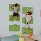Indoor Rock Wall with Cloud-Shaped Panels & Wooden Climbing Holds for Kids 3-10-Climbing Set-Parc Decor
