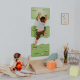 Indoor Rock Wall with Cloud-Shaped Panels & Wooden Climbing Holds for Kids 3-10-Climbing Set-Parc Decor