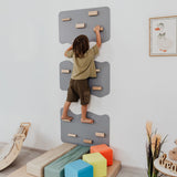 Indoor Rock Wall with Cloud-Shaped Panels & Wooden Climbing Holds for Kids 3-10-Climbing Set-Parc Decor