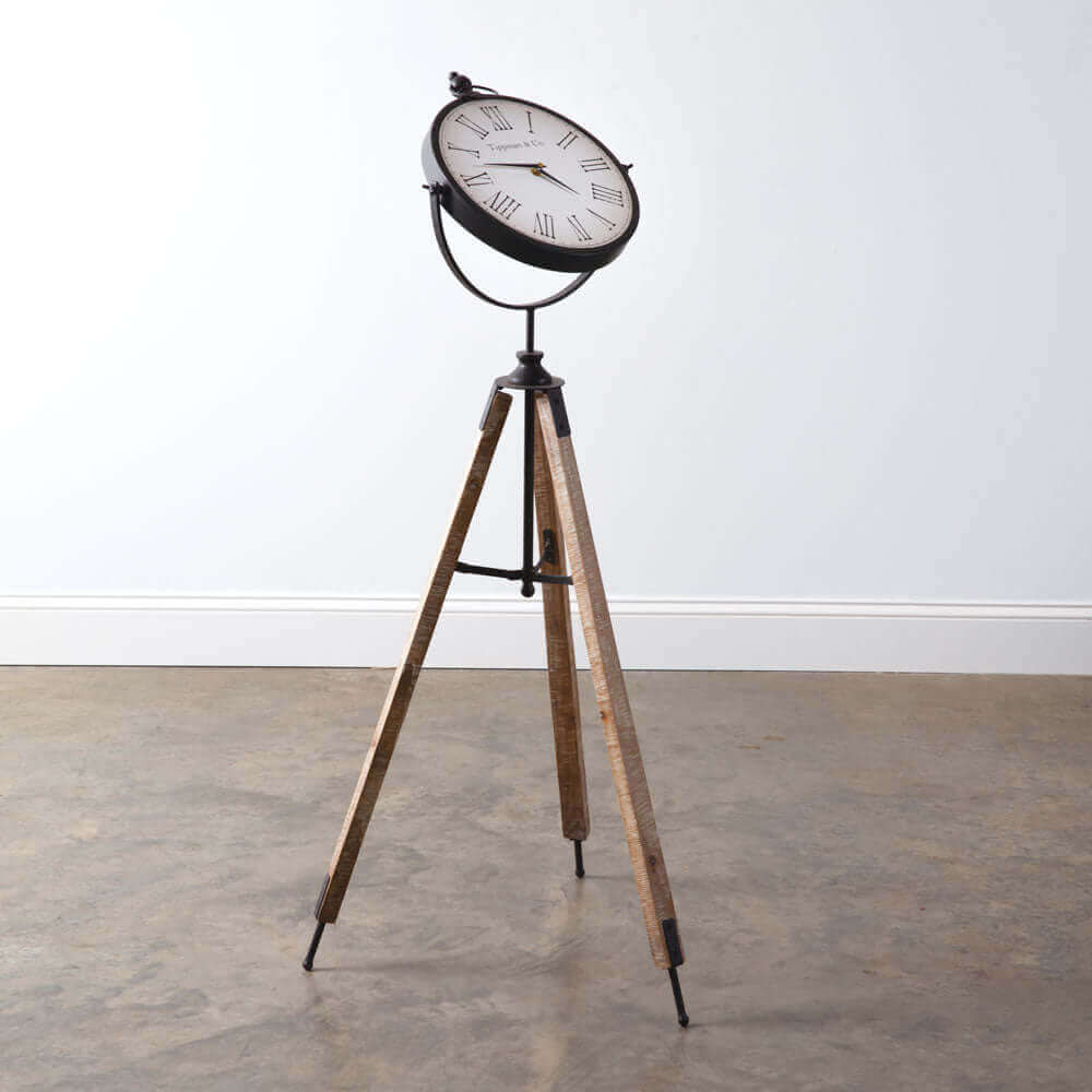 Industrial Antique Tripod Floor Clock-Clocks-Parc Decor