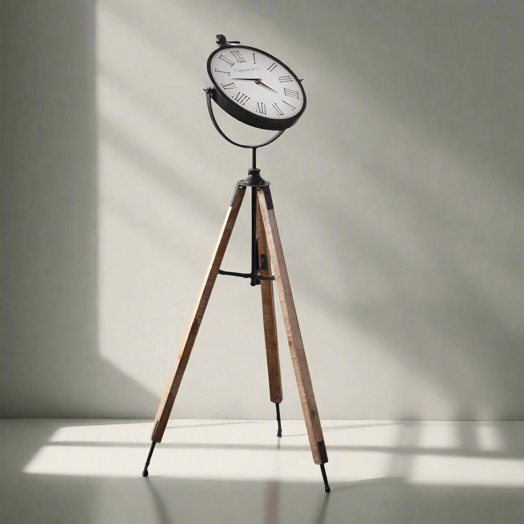 Industrial Antique Tripod Floor Clock-Clocks-Parc Decor