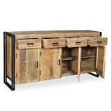 Industrial Reclaimed Wood 4 Door 4 Drawer Sideboard