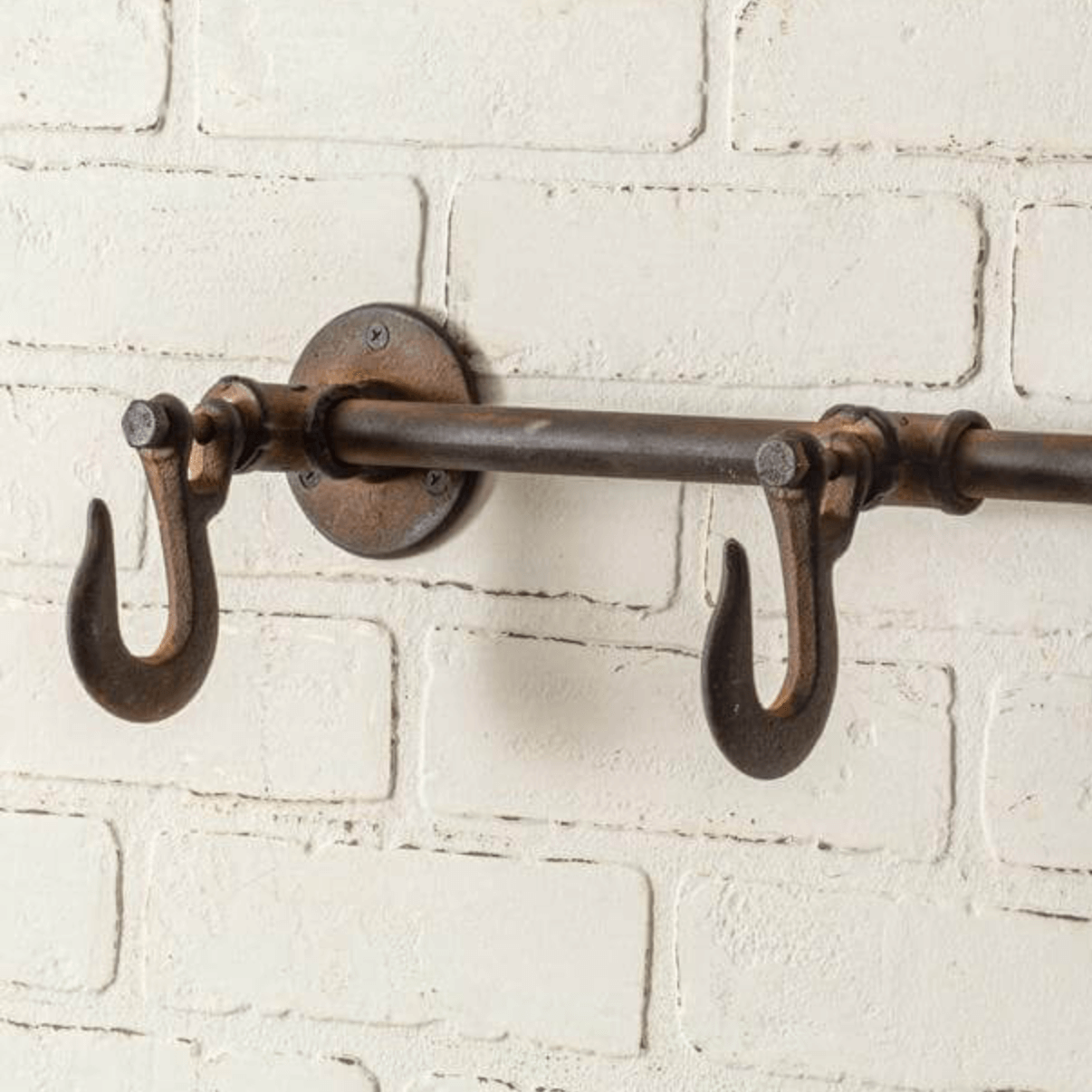 Industrial Three Hook Wall Rack in Cast Iron-wall hooks-Parc Decor