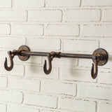 Industrial Three Hook Wall Rack in Cast Iron-wall hooks-Parc Decor
