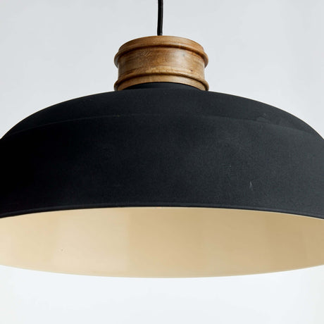 Industrial Wood and Metal Pendant Light in Matte Charcoal-pendant light-Parc Decor
