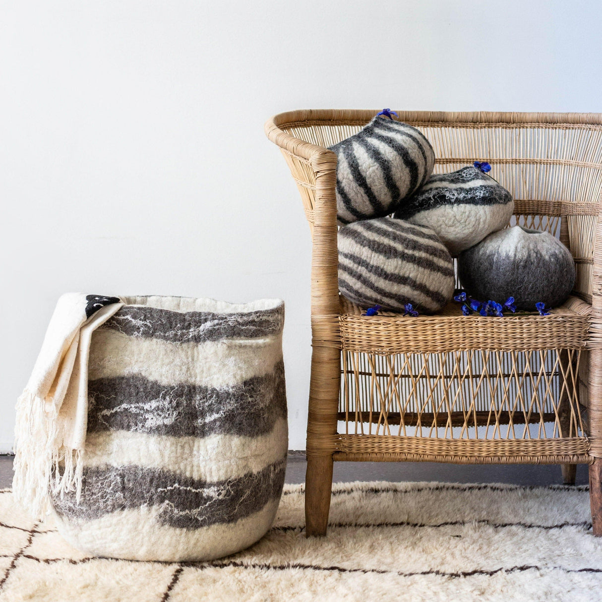 Ingobozi Woven Wool African Storage Basket-Baskets-Parc Decor