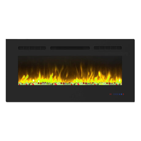 Insert or Wall-Mount Electric Fireplace with Remote Control and Touch Screen in 13 Flame Colors and Base Lights