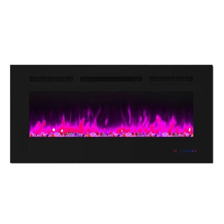 Insert or Wall-Mount Electric Fireplace with Remote Control and Touch Screen in 13 Flame Colors and Base Lights