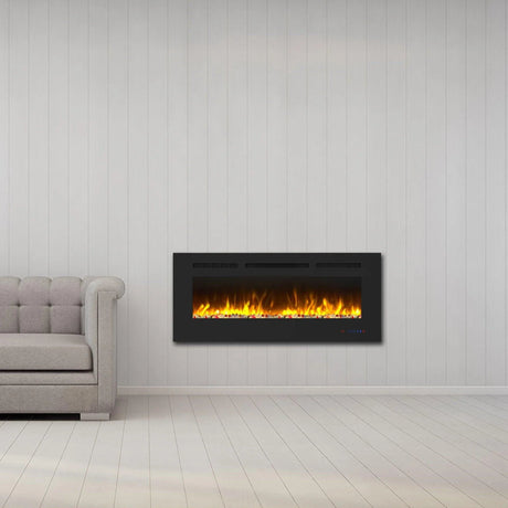 Insert or Wall-Mount Electric Fireplace with Remote Control and Touch Screen in 13 Flame Colors and Base Lights