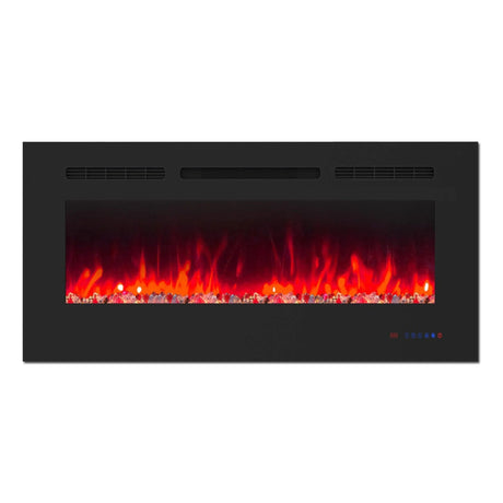 Insert or Wall-Mount Electric Fireplace with Remote Control and Touch Screen in 13 Flame Colors and Base Lights