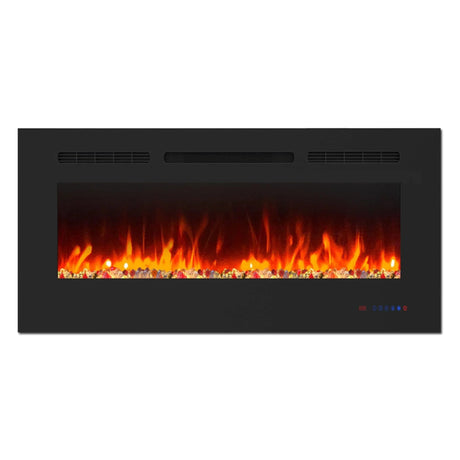 Insert or Wall-Mount Electric Fireplace with Remote Control and Touch Screen in 13 Flame Colors and Base Lights