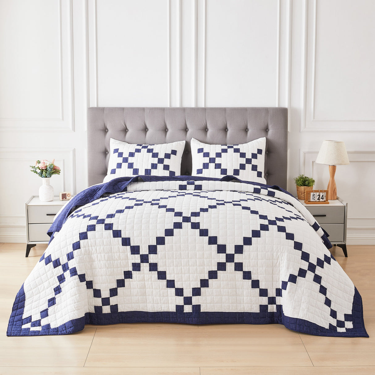 Irish Chain Patchwork Cotton Quilt Set-Quilt-Parc Decor