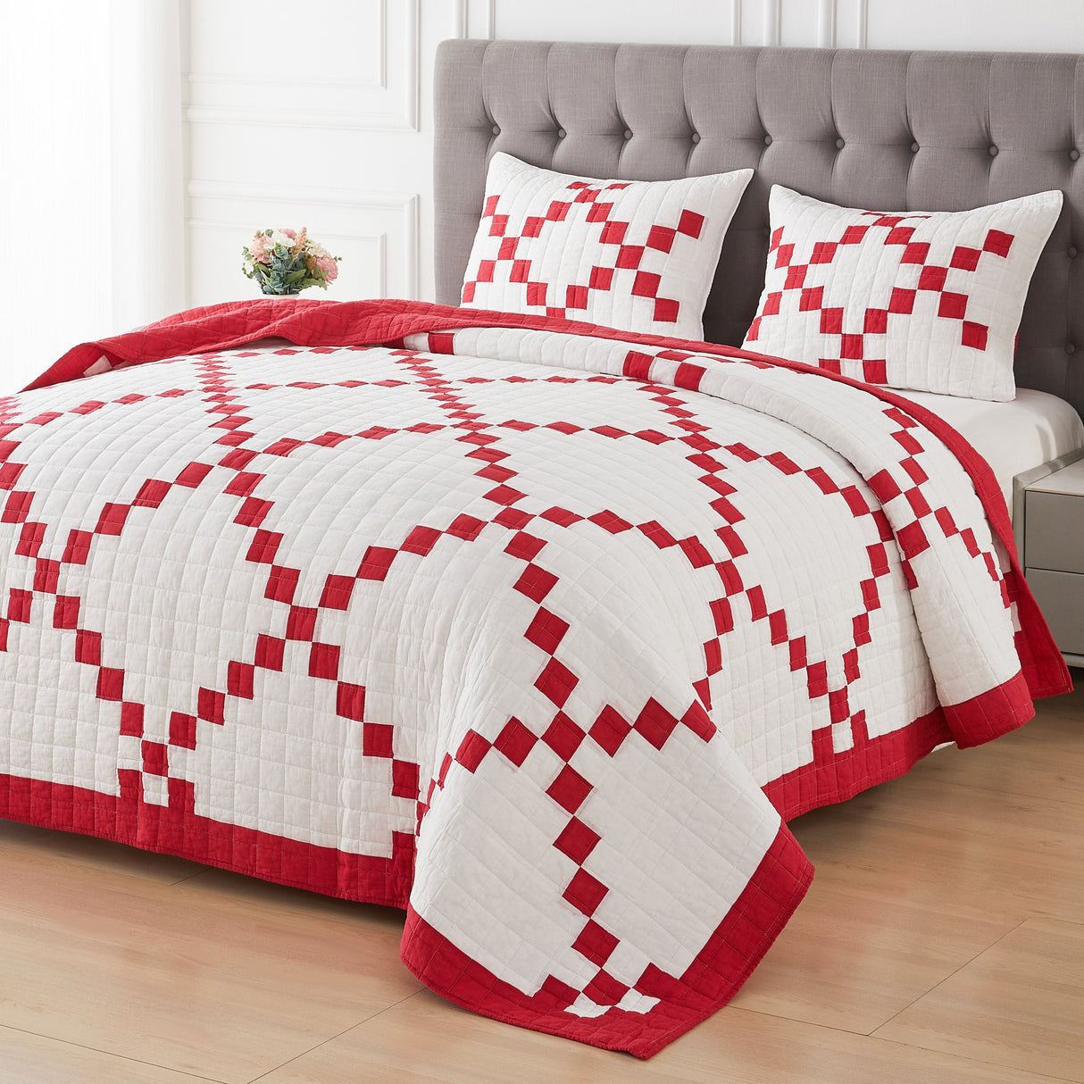Irish Chain Patchwork Cotton Quilt Set-Quilt-Parc Decor