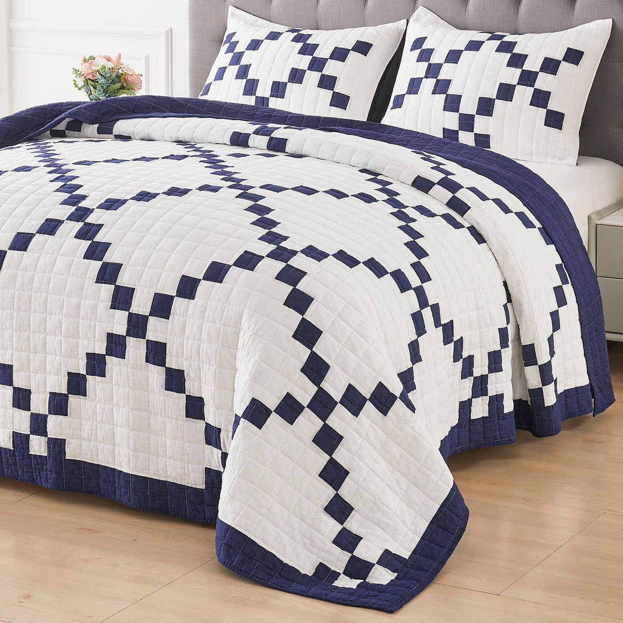 Irish Chain Patchwork Cotton Quilt Set-Quilt-Parc Decor