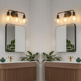 Irvine Black Modern Clear Glass 3-Light Vanity Light-壁灯-Parc Decor