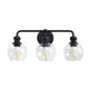 Irvine Black Modern Clear Glass 3-Light Vanity Light-壁灯-Parc Decor