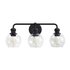 Irvine Black Modern Clear Glass 3-Light Vanity Light