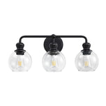 Irvine Black Modern Clear Glass 3-Light Vanity Light