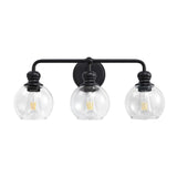 Irvine Black Modern Clear Glass 3-Light Vanity Light