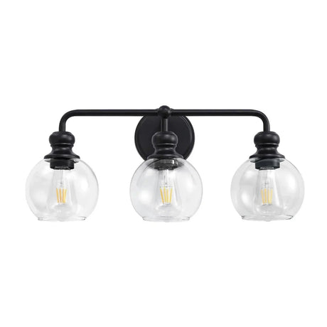 Irvine Black Modern Clear Glass 3-Light Vanity Light