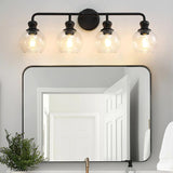 Irvine Black Modern Clear Glass 4-Light Vanity Light-壁灯-Parc Decor
