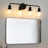 Irvine Black Modern Clear Glass 4-Light Vanity Light-壁灯-Parc Decor