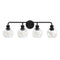 Irvine Black Modern Clear Glass 4-Light Vanity Light-壁灯-Parc Decor