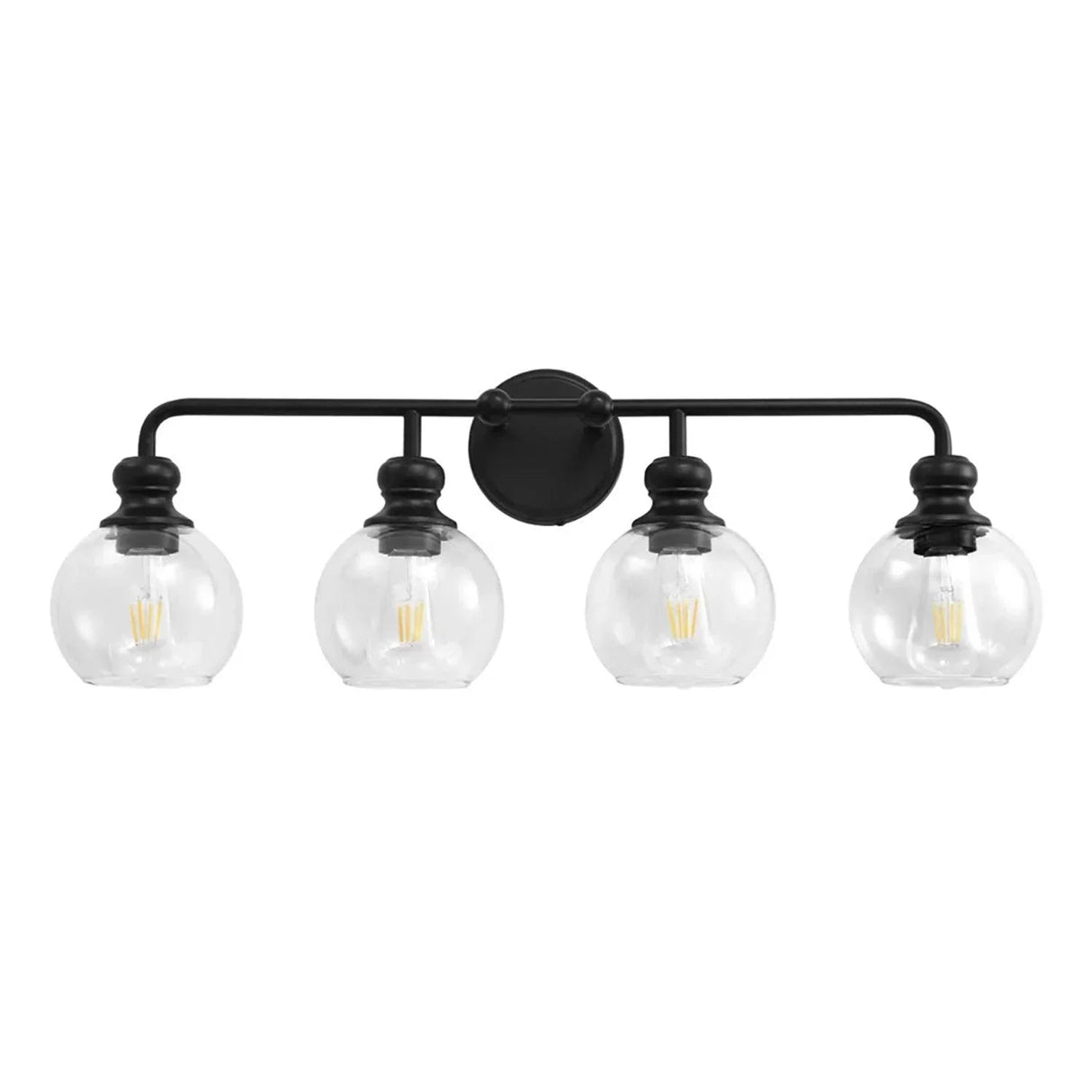 Irvine Black Modern Clear Glass 4-Light Vanity Light