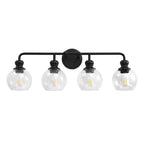 Irvine Black Modern Clear Glass 4-Light Vanity Light