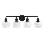 Irvine Black Modern Clear Glass 4-Light Vanity Light
