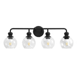 Irvine Black Modern Clear Glass 4-Light Vanity Light