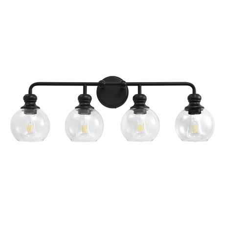 Irvine Black Modern Clear Glass 4-Light Vanity Light