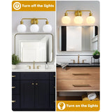 Irvine Gold Modern Frosted Glass 3-Light Vanity Light-壁灯-Parc Decor