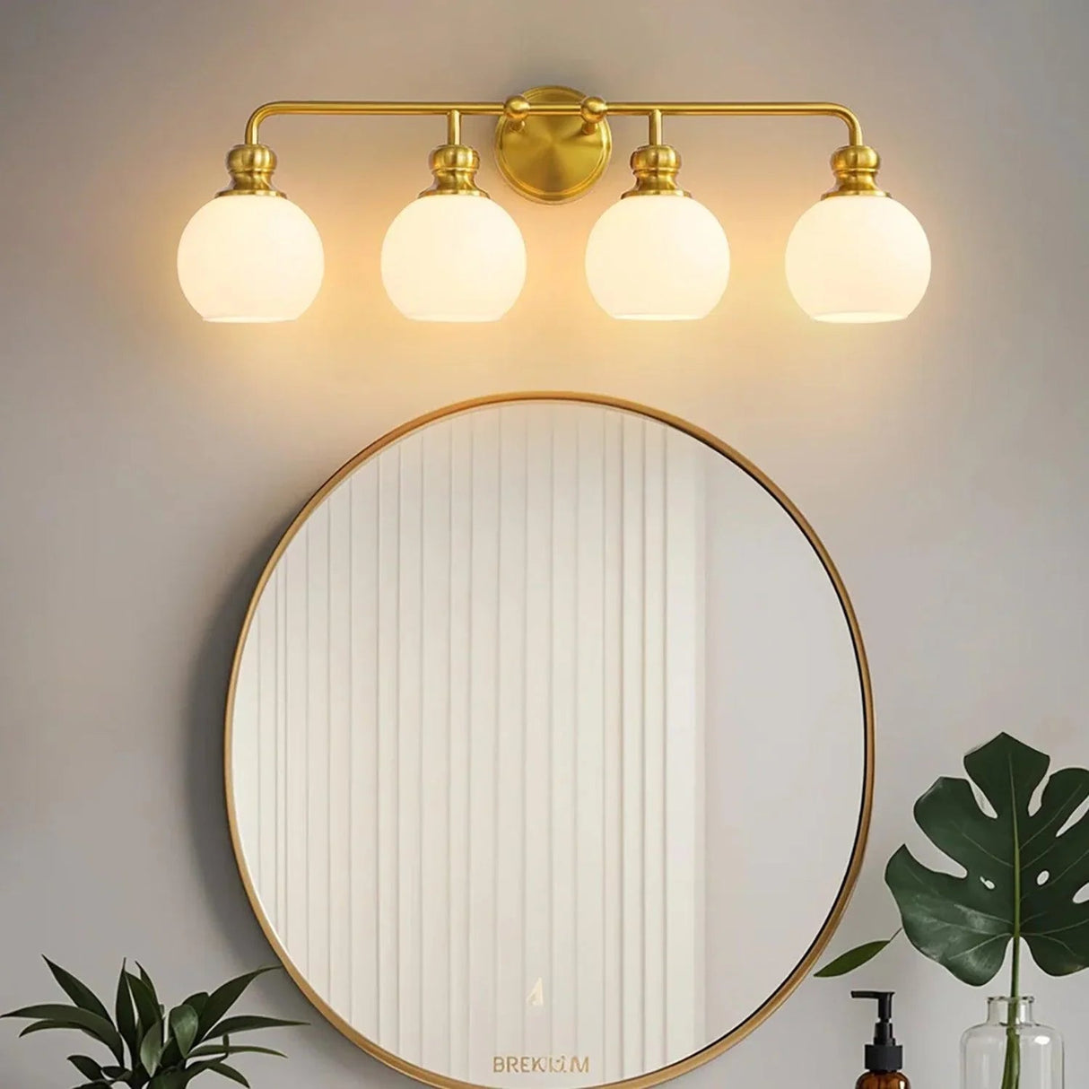 Irvine Gold Modern Frosted Glass 4-Light Vanity Light