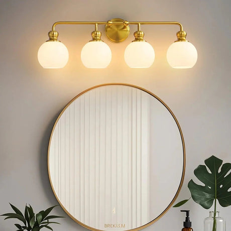 Irvine Gold Modern Frosted Glass 4-Light Vanity Light
