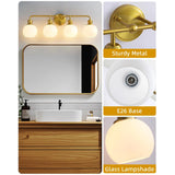Irvine Gold Modern Frosted Glass 4-Light Vanity Light-壁灯-Parc Decor