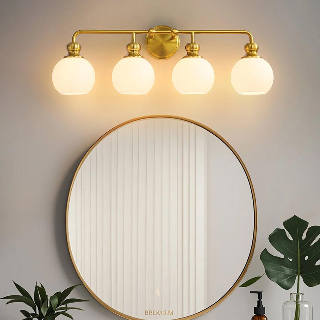 Irvine Gold Modern Frosted Glass 4-Light Vanity Light-壁灯-Parc Decor