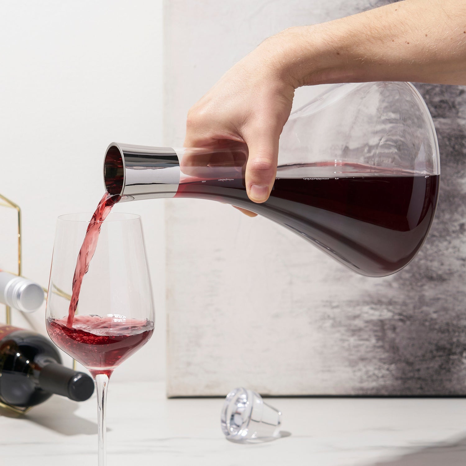 Irving Chrome-Rimmed Crystal Decanter-product_type::wine_decanters-Parc Decor