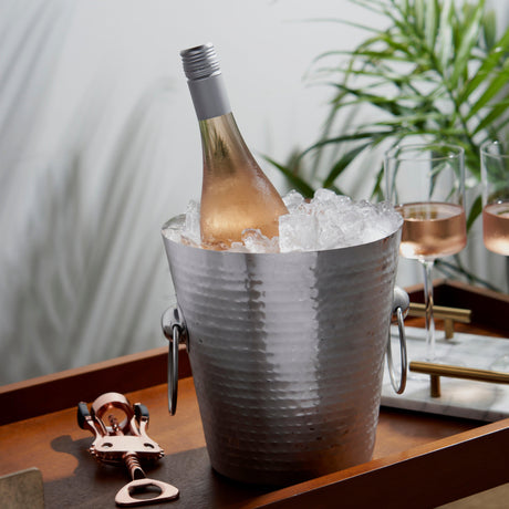 Irving Stainless Steel Hammered Ice Bucket-product_type::bottle_tubs_and_buckets-Parc Decor